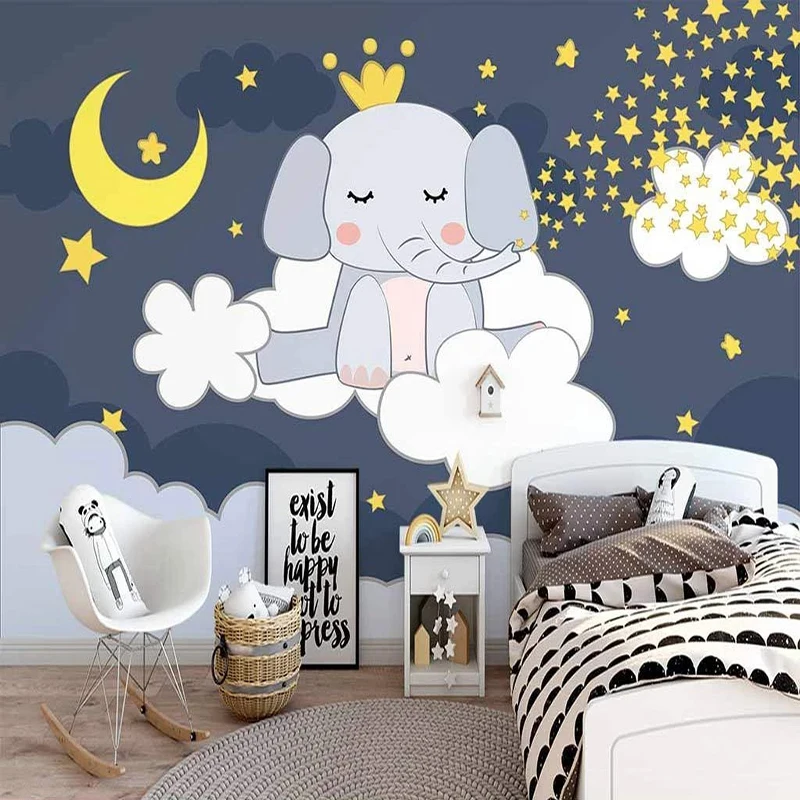 

Custom Mural Wallpaper 3D Hand-painted Cartoon Elephant Children Room Background Home Decor Wall Covering Papel De Parede