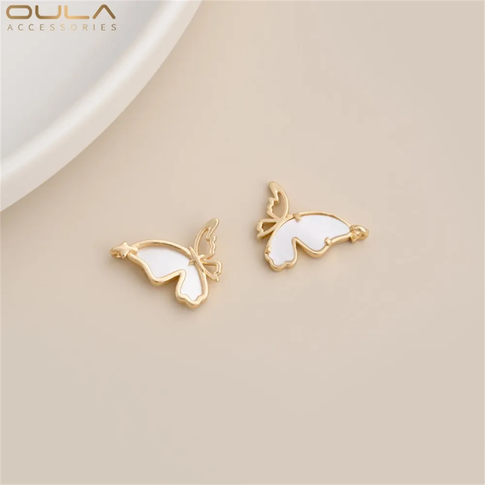 

1PCS Natural Mother-of-pearl Butterfly Pendant, 14K Gold-plated Diy Handcrafted Accessory Bracelet, Necklace, Earring Pendant