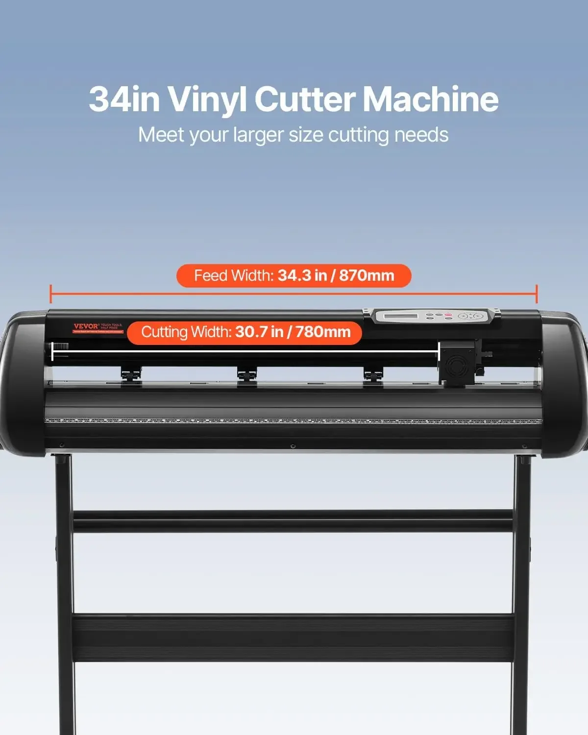 34inches Vinyl Cutter Machine, Bluetooth Cutting Plotter Machine, 400in/10m Accuracy Steel Roller Shaft Adjustable Speed Force