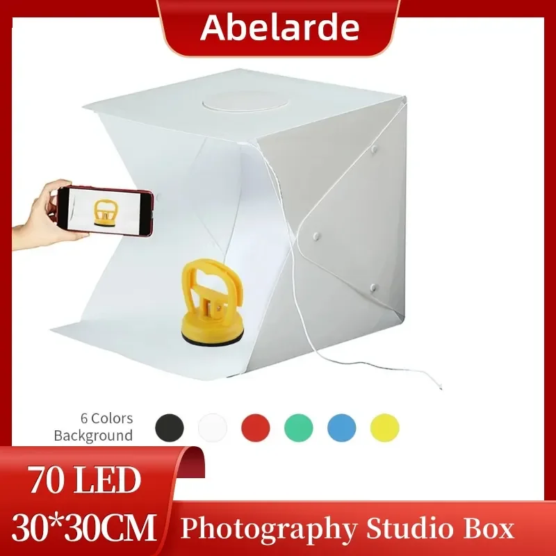 Folding Lightbox 30 30 30cm Photo Ring LED Light Studio Box 6 Color Backgrounds Tabletop Photography Soft Shooting Tent Box