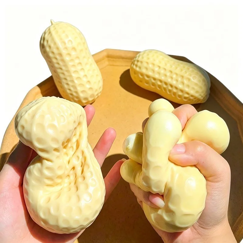 Peanut Squishy Crunchy Stress Ball Squeeze Toy Handmade Squeeze Ball Buttery-Soft Feel Fidget Toy ASMR Sensory Toys for Adults
