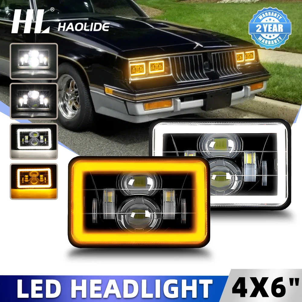 

HL 4x6 дюймов квадратные светодиодные фары H4 светодиодные рабочие фары замена для GMC Chevrolet автомобиля Jeep мотоцикл грузовик фары 12 В 24 В