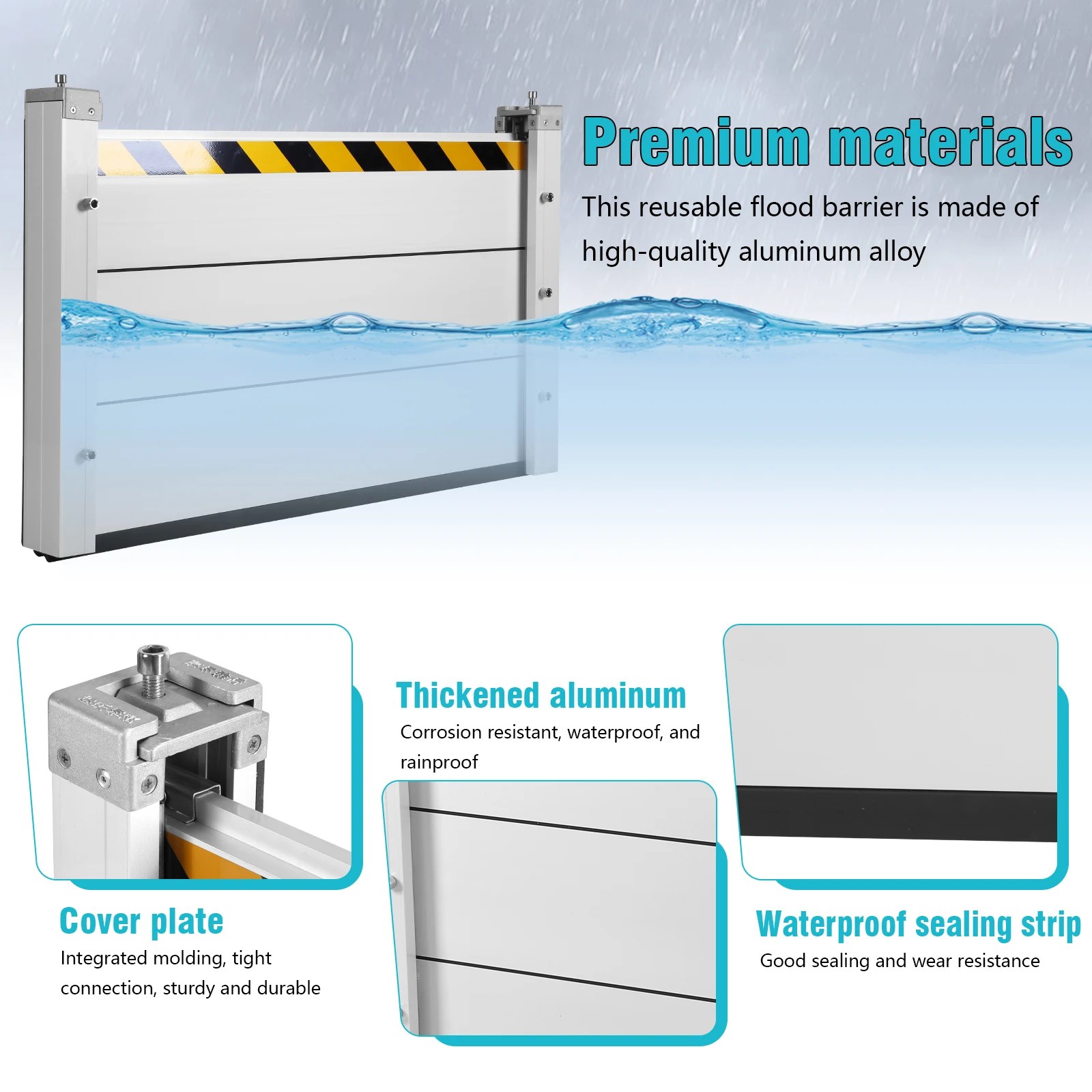 Household Flood Panel Shield Reusable Heavy Duty Flooding Protect Baffle Stackable for Gates/Subways/Factories/Garages/Roads