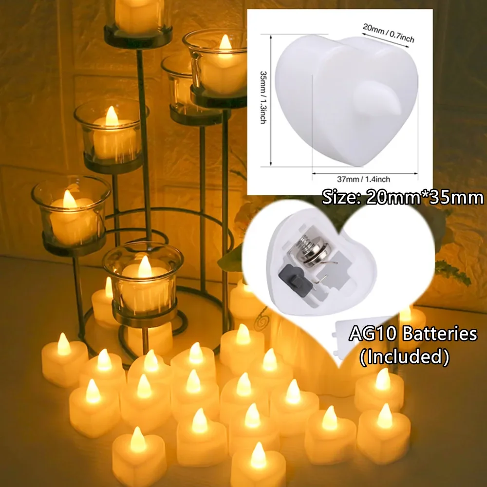 24 Stück flammen lose LED-Kerze für zu Hause Weihnachts feier Hochzeits dekoration herzförmige elektronische Batterie-Power Tee licht Kerzen