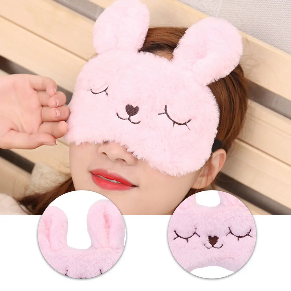 2Pcs Rabbit-Themed Sleep Mask Gentle on Skin Completely Light Blocking Comfortable Fit for Adults Unisex Night Use