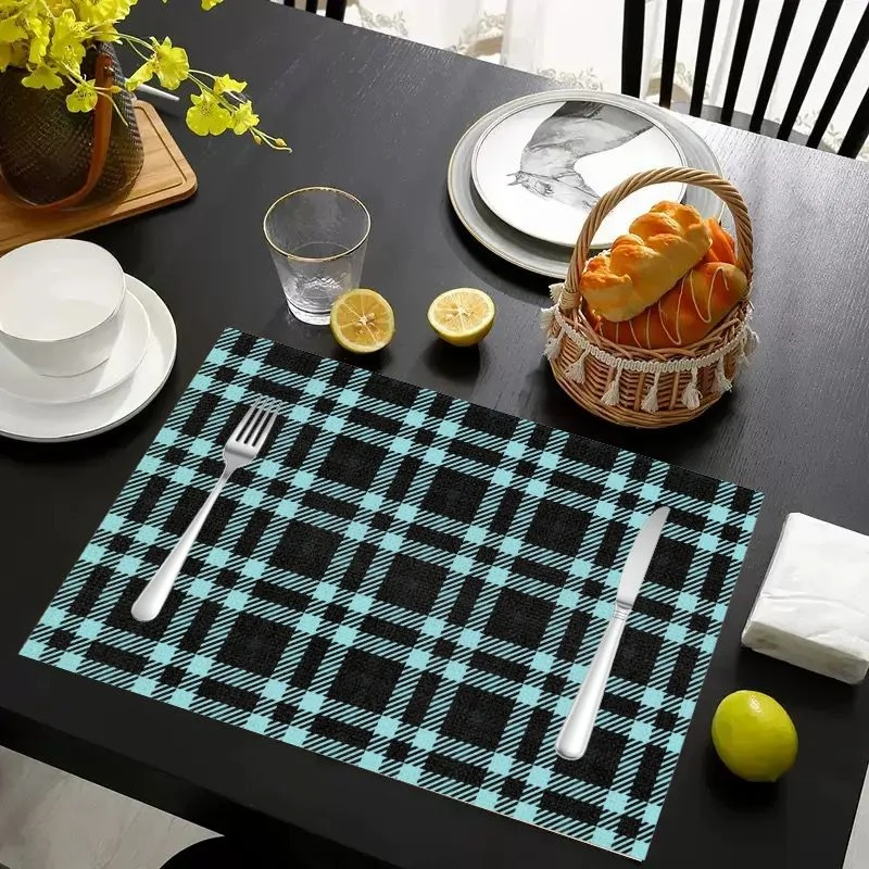 VIKAMA Christmas Placemat Yellow Blue Spiral Swirl, Waterproof Oil-Proof Heat-Resistant Dining Table Mat for Holiday Home