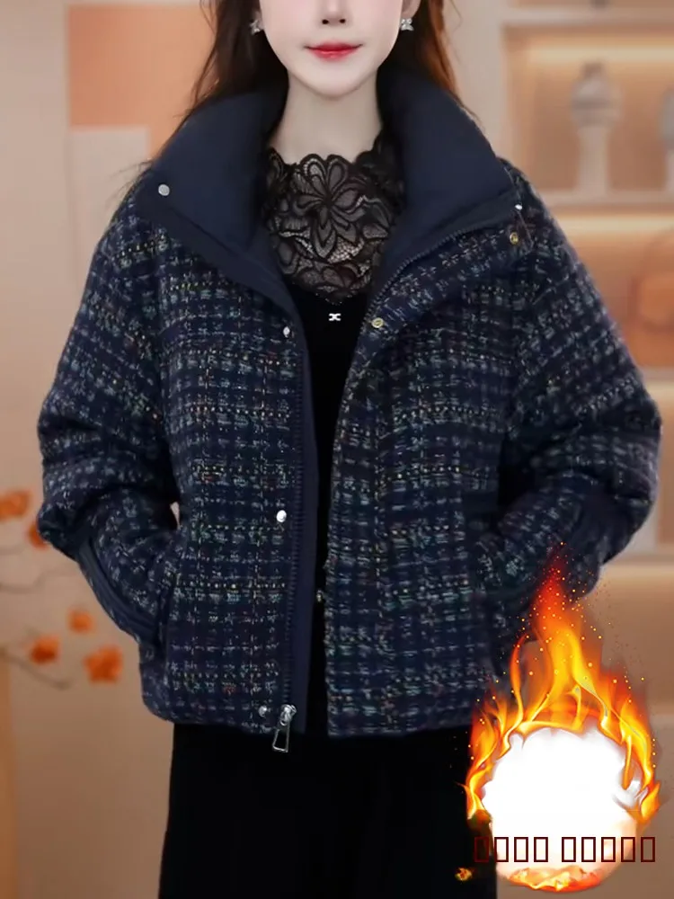 

High-End Ele Women's down Cotton Jaet Winter New Korean Sle Fce Lined Thiened Luxury ort Outerwear