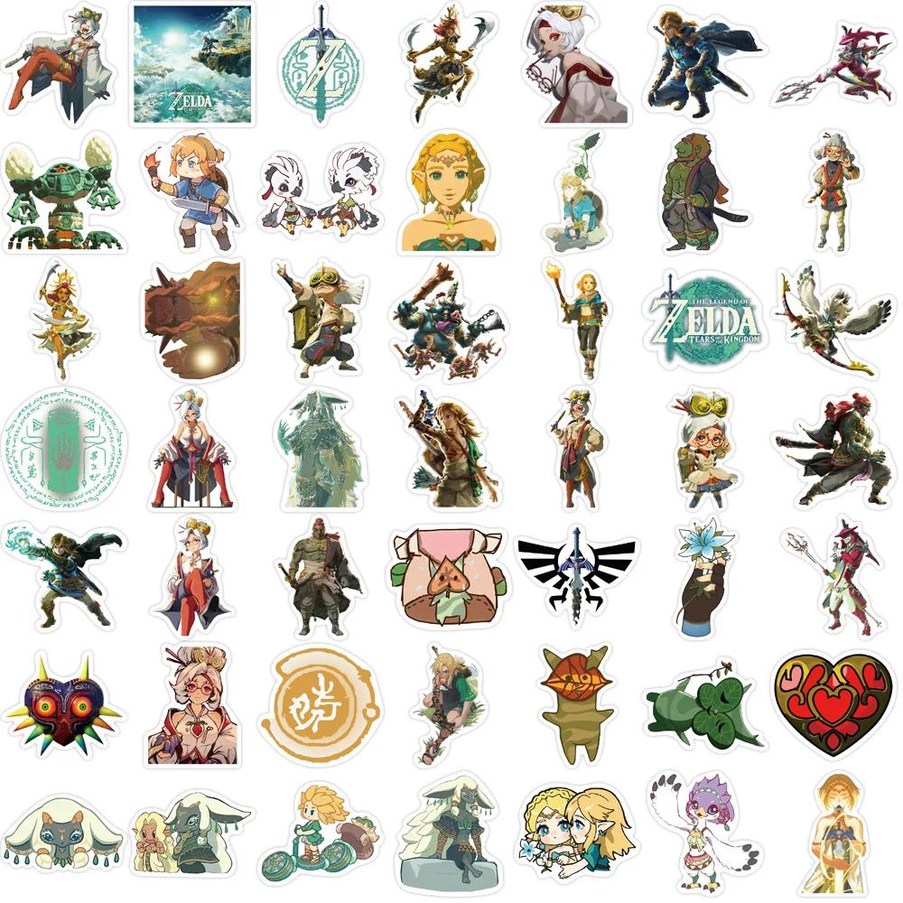 50Pcs The Legend of Zelda: Tears of The Kingdom Stickers Pack, Aesthetic Vinyl Waterproof Game Sticker Decals for Water Bottle