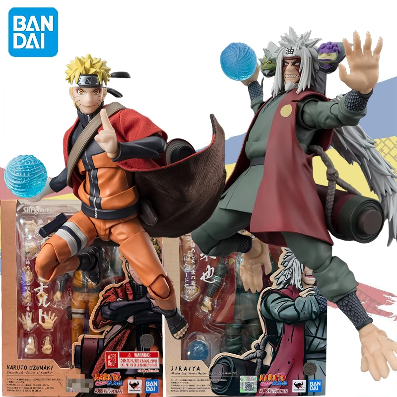 

In stock Bandai Original NARUTO Shippuden S.H.Figuarts JIRAIYA Naruto Uzumaki Sage Mode Anime Action Figures Model Toys Gift