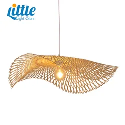 Hanging Light Lampshade Rattan Design Led Ceiling Retro Wicker Hanging Light Country Style Handmade Bamboo Pendant