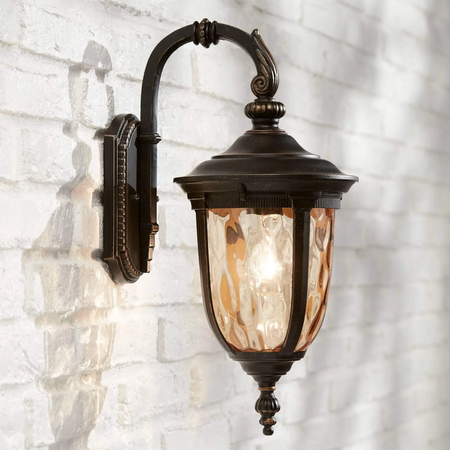 Bellagio European Outdoor Carriage Light Fixture Bronze Metal 16 1/2