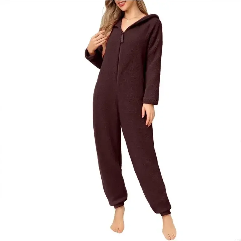 Fleece Plush Warm Pajamas for Family Women Men Kid Baby Pajama Christmas Bear Ear Hooded Pajamas - view 5