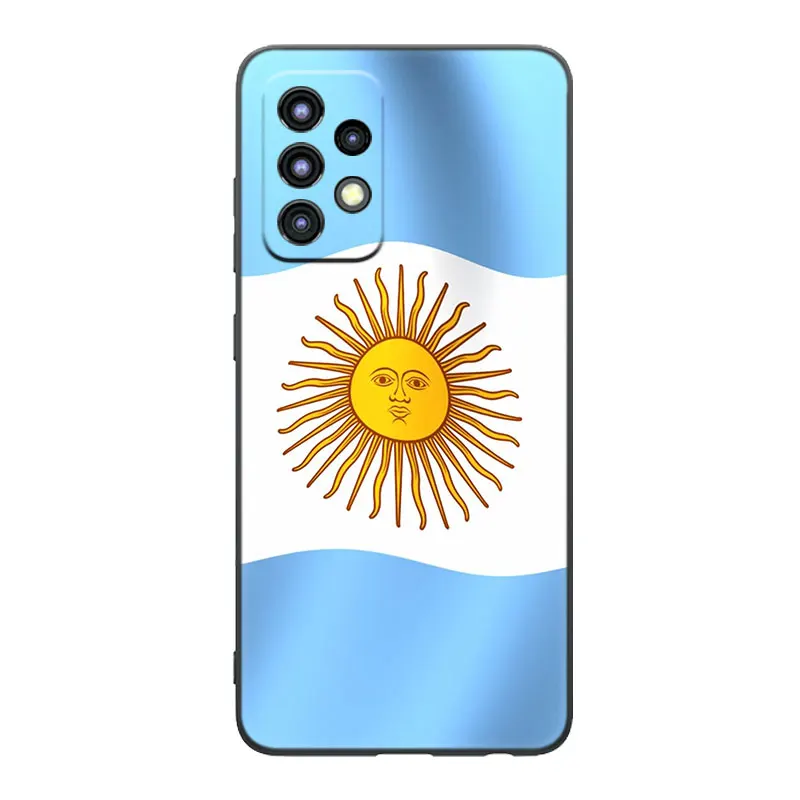 Argentina Flag Black Case For Samsung Galaxy A04S A04E A12 A13 A14 A22 A23 A32 A33 A34 A50 A51 A52S A53 A54 A70 A71 A72 A73 5G