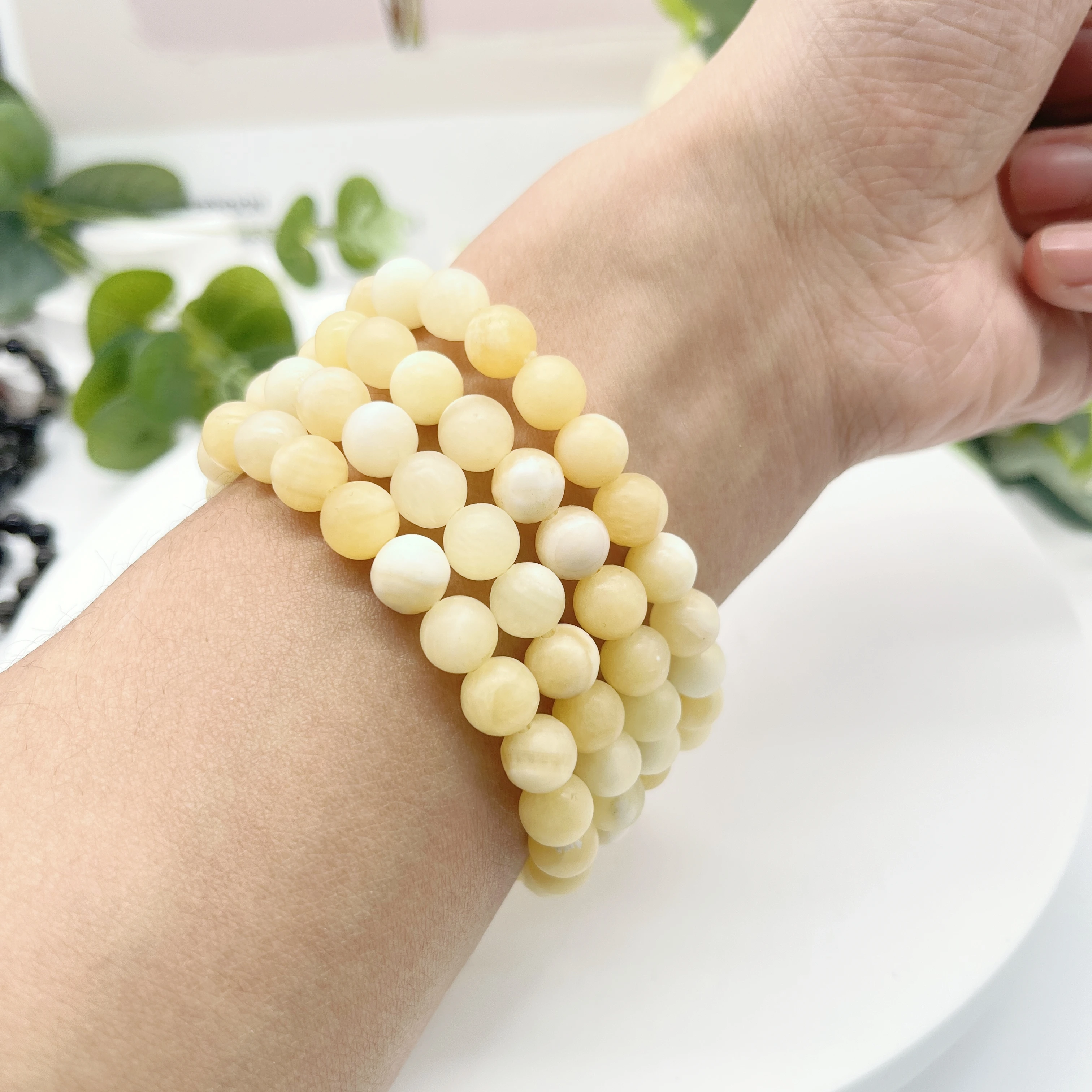 Natural Orange Calcite Crystal Stone Bead Bracelet Fashion Reiki Healing Gemstone Strand Bangles Jewelry home decor Gift