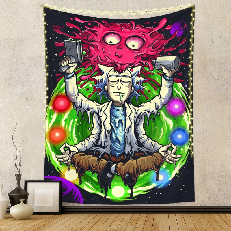 VIKAMA Trippy Mushroom Psychedelic Wandteppich, Boho Hippie Ästhetischer Wandbehang für Schlafzimmer, Wohnzimmer, Wohnheim-Dekoration