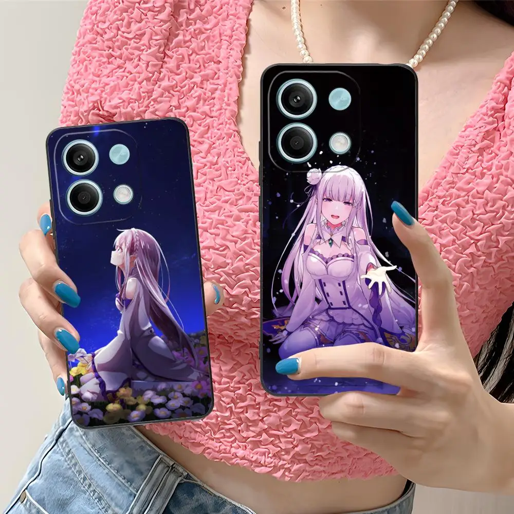 ReZero Emilia Waifu Mobile Phone Case for Xiaomi Redmi Note 14 13 12 11 S Pro Plus 4G 5G Colour Printing Cover Cover Pretty