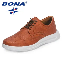 BONA 2023 New Designers Handmade Genuine Leather Shoes Men Casual Sneakers Man Business Loafers Formal Walking Shoes Mansculino