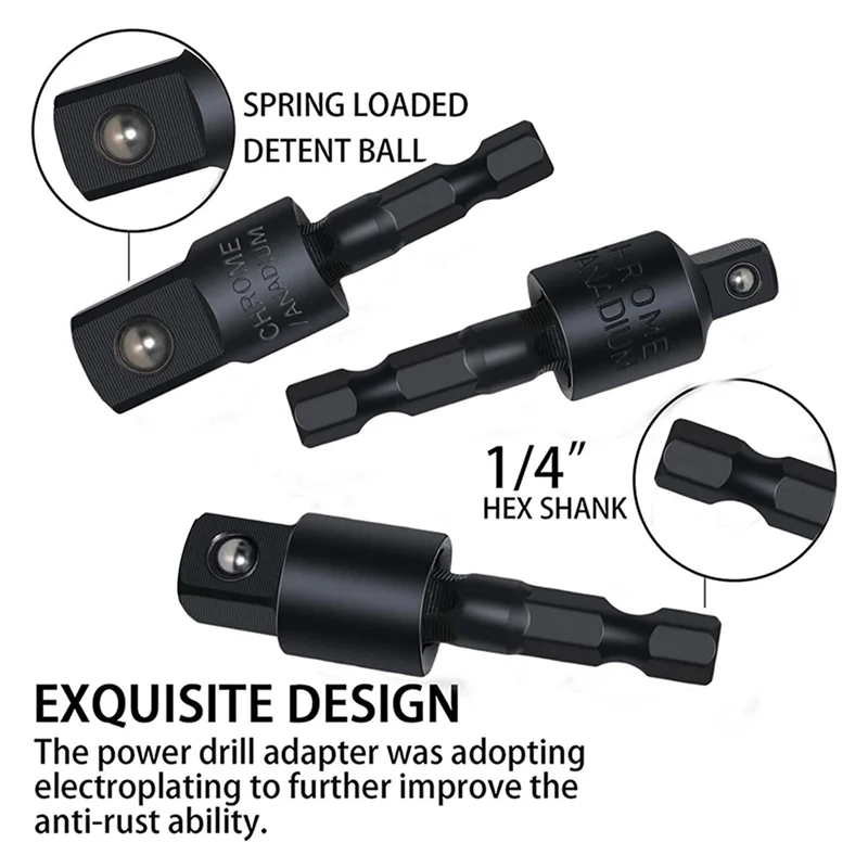 【Price-Drop!】Extension Set Rotatable Socket Adapter 4PCS Right Angle Drill Attachment Impact Grade Power Hand Tool Driver
