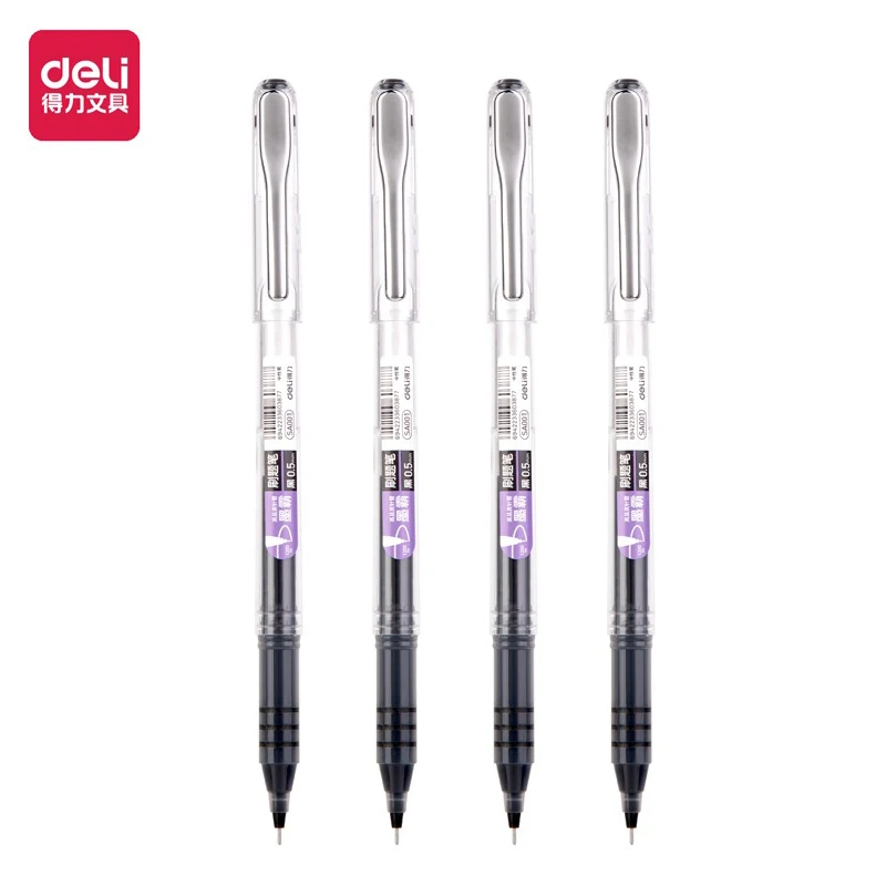 

Deli 4pcs 0.5mm Black Ink Large-capacity Quick-drying Gel Pen School Supplies Signing Pen Gift Stationery Office Supplies