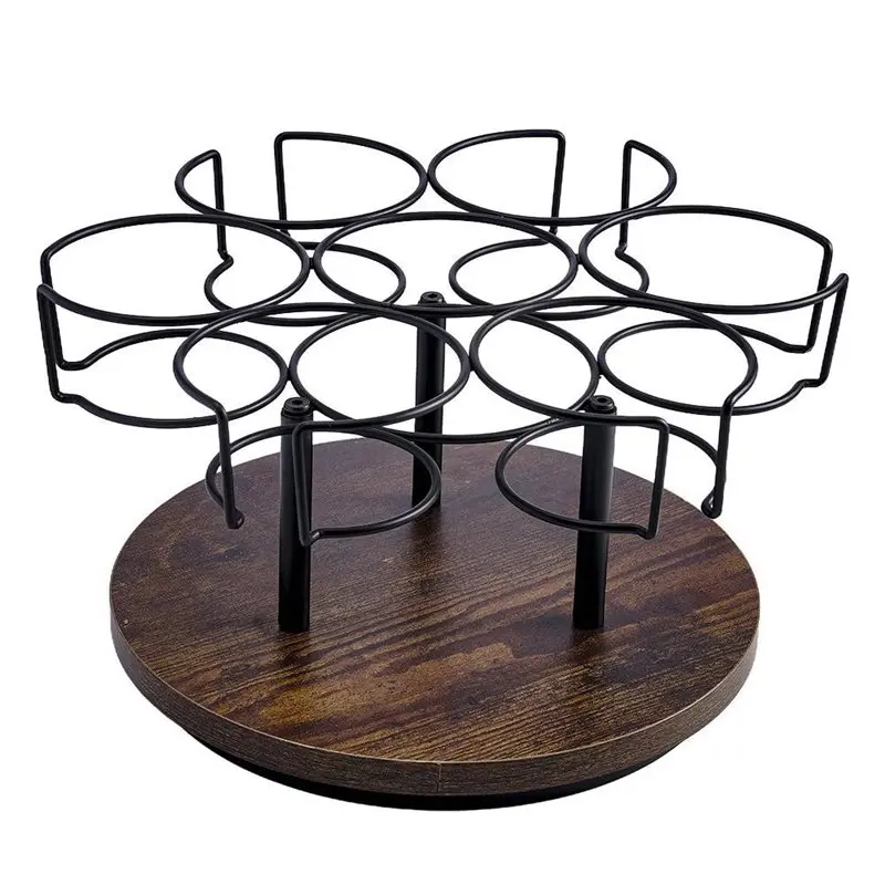 

ABGR-Lazy Susan Tumbler, Rotating Cup Holder, 1Pcs Water Bottle Organizer In Vintage Brown For Simplemodern