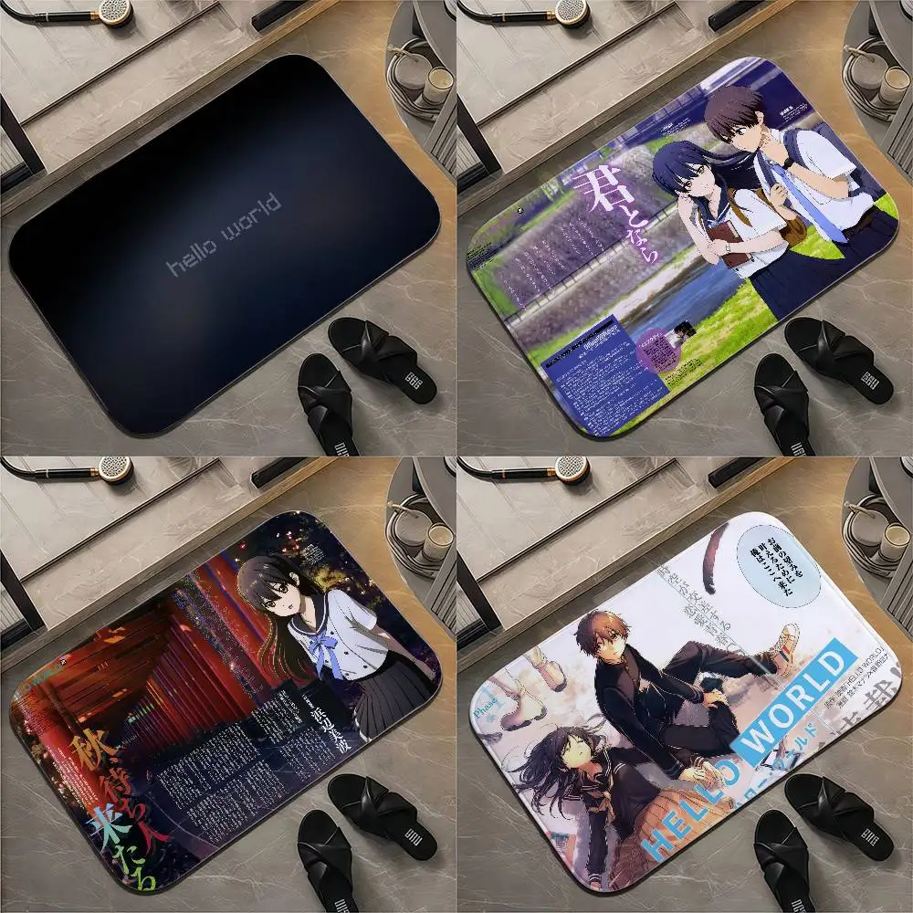 

Hello World Cute Anime Floor Mat Printed Large Carpets Room And Bedroom Carpets Bathroom Anti Slip Door MATS Small Carpets