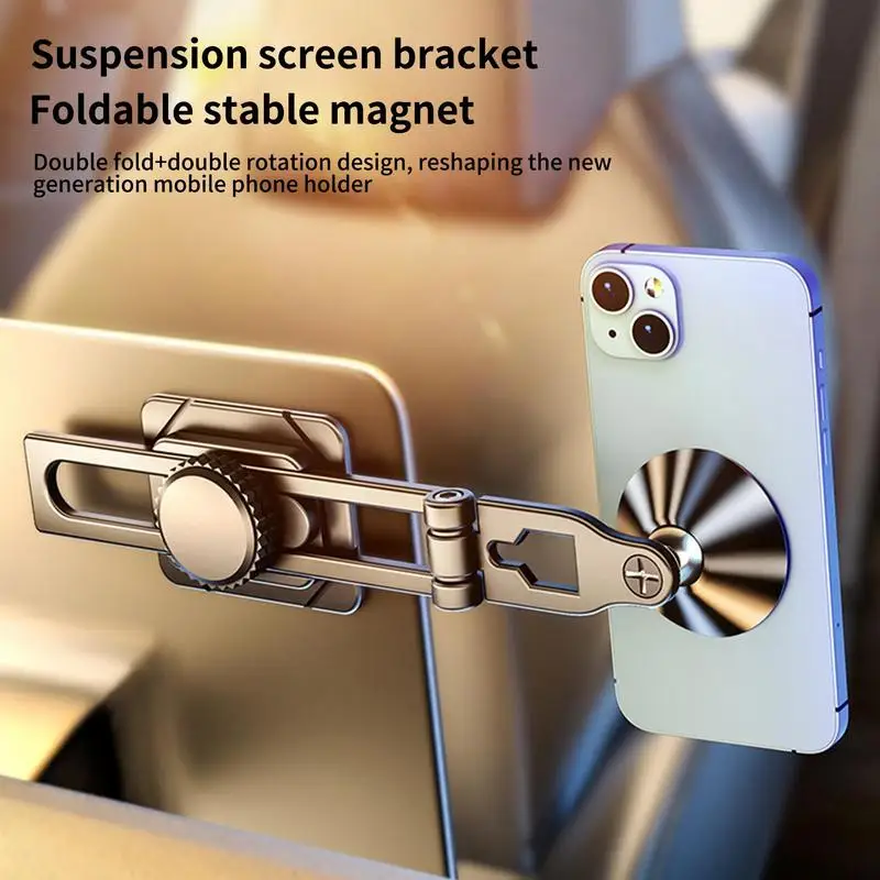 Folding Magnetic Car Phone Holder Retractable 360 Degree Rotation Alloy Car Magnetic Phone Holder Cellphone Automobile Cradles