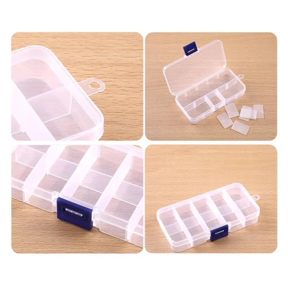 Portable 10 Grid Storage Box Plastic Small Item Storage Box Box Rectangular PP Plastic Box Transparent Storage M6E3