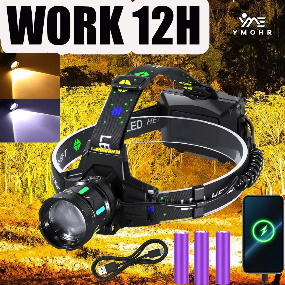 

Налобный фонарь для скалолазания, светодиодный налобный фонарик, внешний аккумулятор, USB перезаряжаемая фара, 18650, аккумулятор, налобный фонарь, фонарь для кемпинга