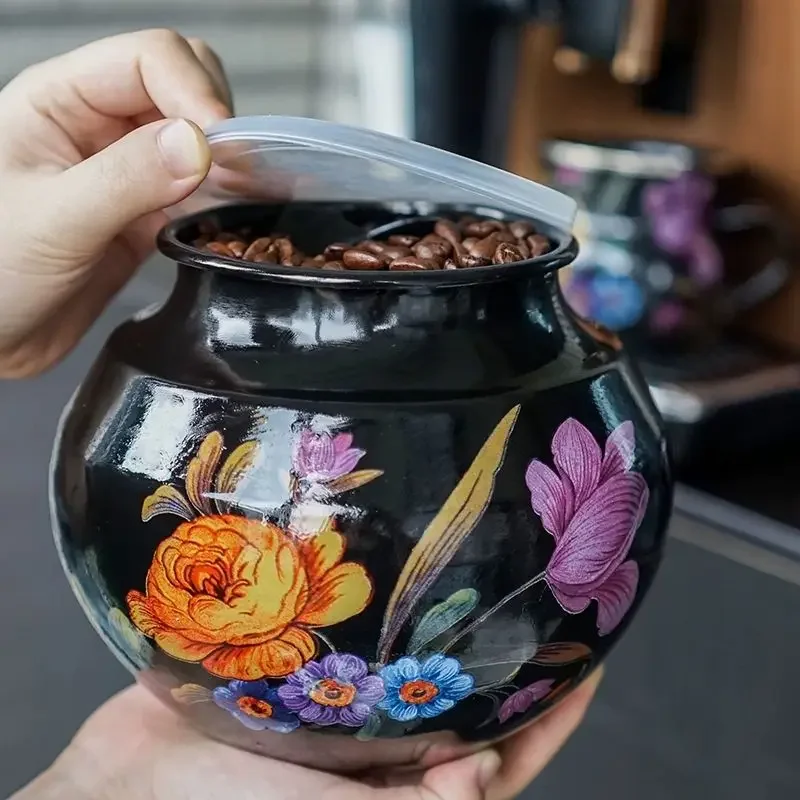 

Enamel Curled Edges Enamel American Thickened Flowers Water Bottles Round Fresh-keeping Bowls Tea Cans