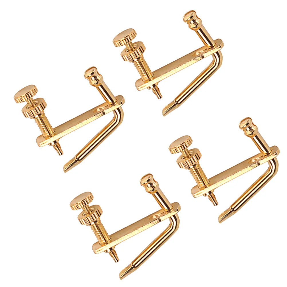 4pcs Violin String Adjuster Fine Tuning String Fine Adjuster Tuners for Violin B204A (Golden) Violin Fine Tuner