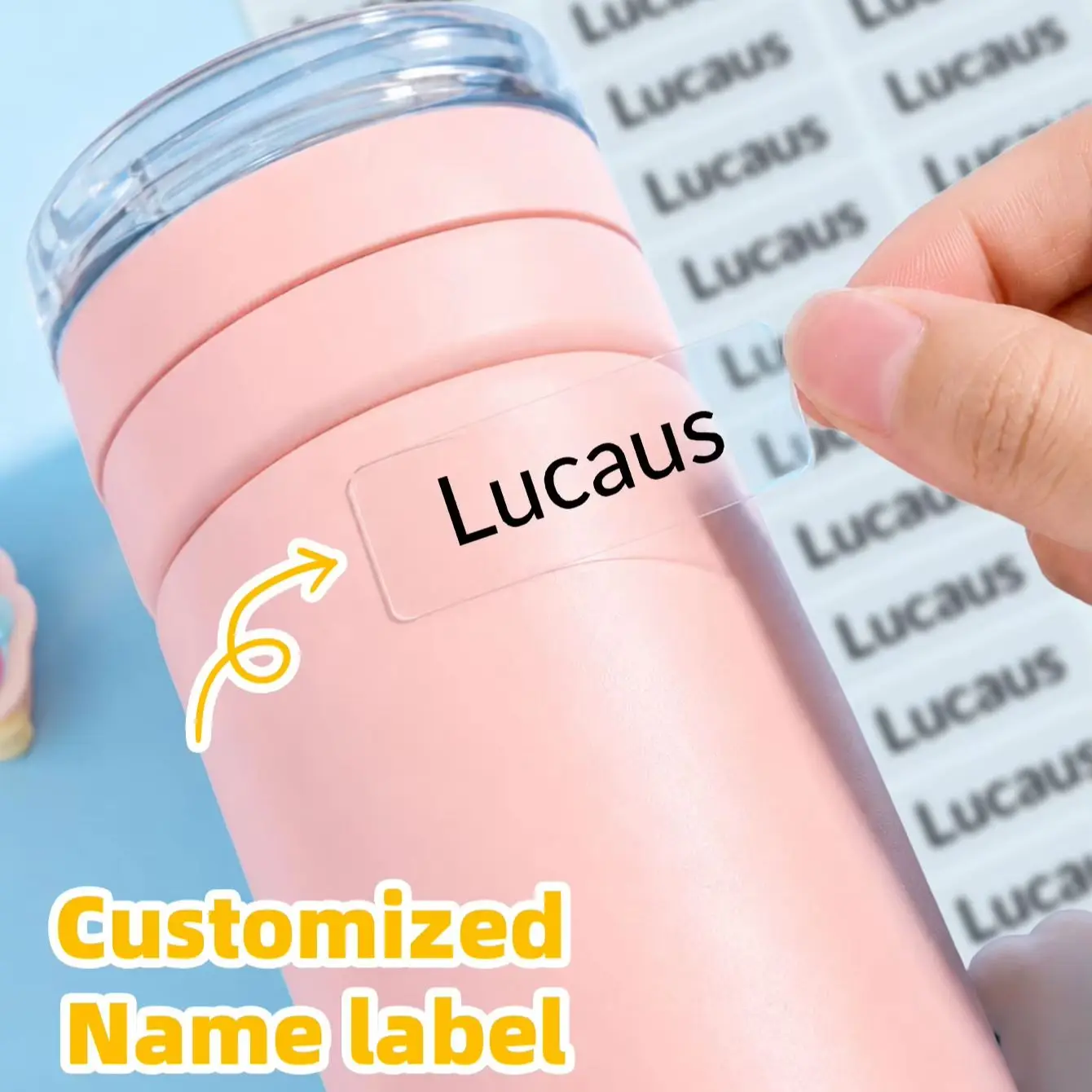 1-300PCS Custom Name Waterproof Stickers with Personalized Text for School,Backpacks,Lunch Boxes,Water Bottles&Headphones Labels