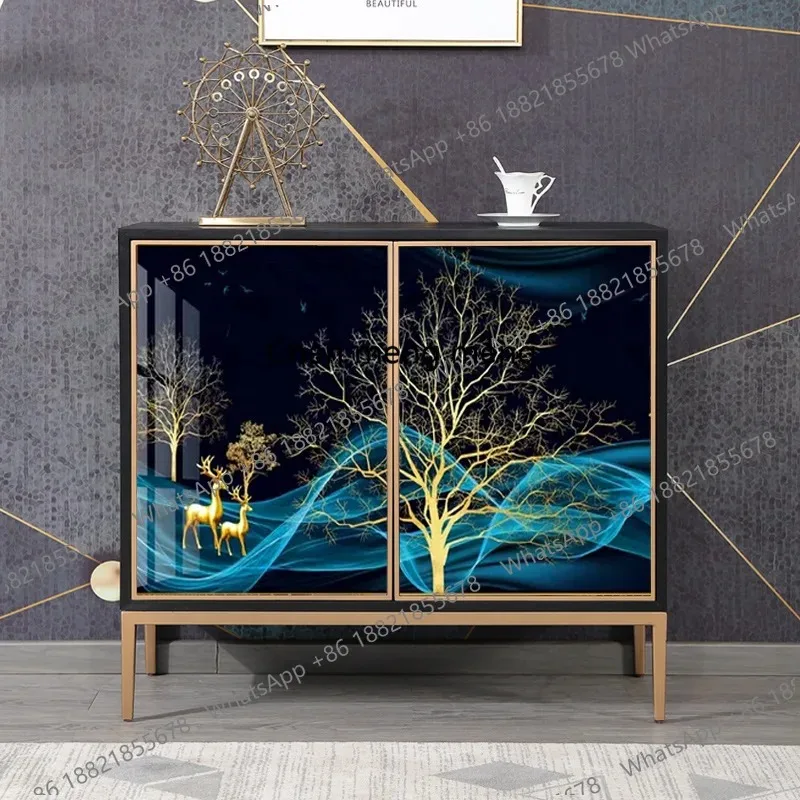 

RR Entrance cabinet household against the wall Entrance hall Living room High-end glass painted storage decorative cabinet
