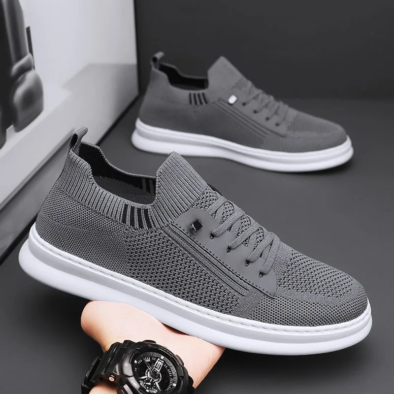 

Men Breathable Knit Flat Platform Jogging Sneakers Non-slip Casual Shoes All-Match Low Top Vulcanized Shoe Zapatillas De Deporte