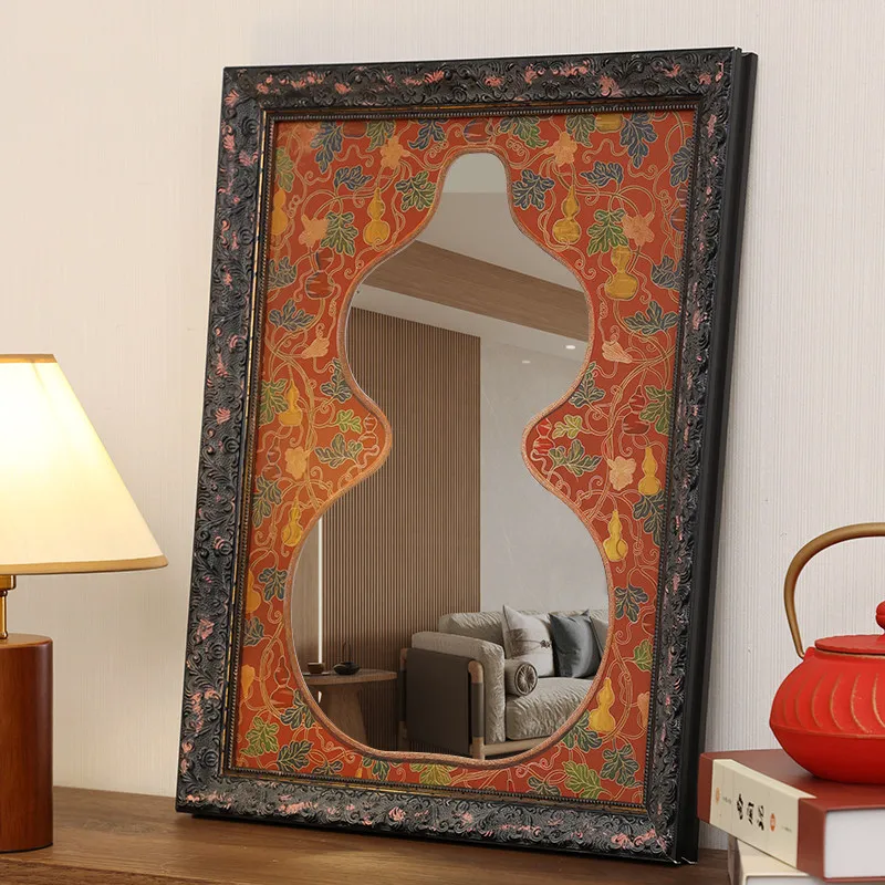 Vintage Wall Art Decorative Mirrors Chinese Gourd Hanging Painting Feng Shui Oriental Decor Study Room Home Office Decoration