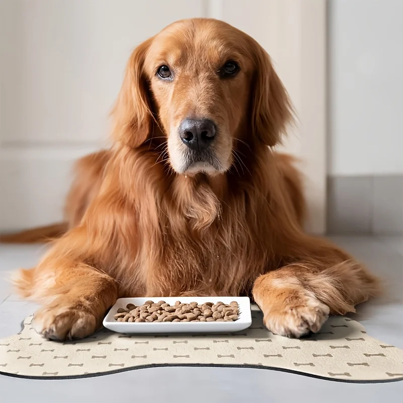 1pc Bone-Shaped Pet Feeding Mat, and Easy to Clean, Protects Your Pet's Mealtime. Suitable for Small to Medium Dogs