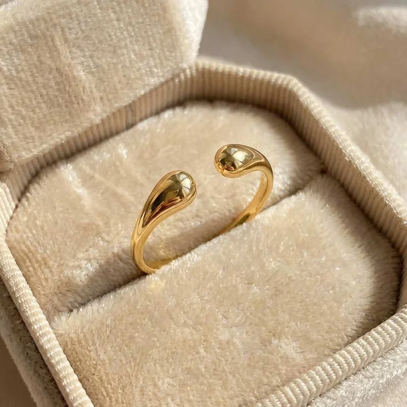 

Кольца из стерлингового серебра 925 пробы с гладкими двойными шариками для женщин, регулируемые, золотистого цвета, геометрические, свадебные, парные кольца, изысканные ювелирные изделия