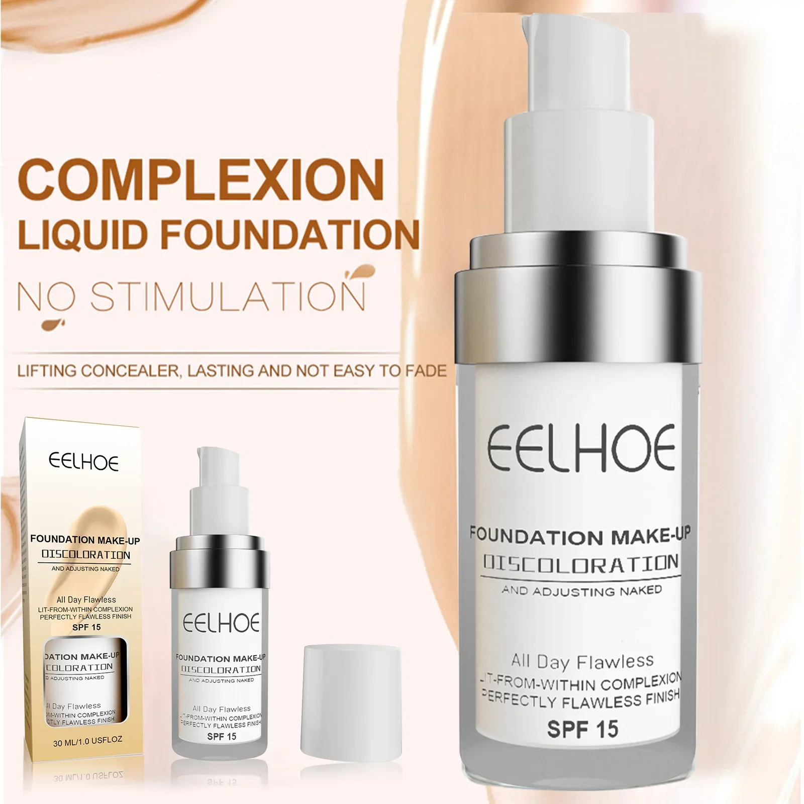 Eelhoe Temperature Change Liquid Foundation Concealer Long Lasting Smear-Proof Makeup Moisturizing Brightening Color Concealer