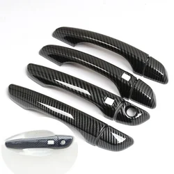 Chrome Carbon Fiber Car Door Handle Cover Trim Sticker For Peugeot 408 Peugeot 308 308sw t9 2016-2022 Styling Accessories