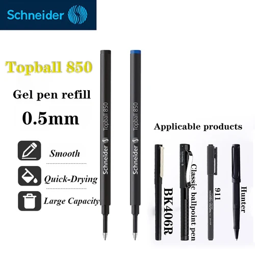 Recambio de bolígrafo de Gel Schneider 850, 5/10 Uds., 0,5mm, bolígrafo de lujo, recambio para volver a la escuela, papelería útil, escritura suave