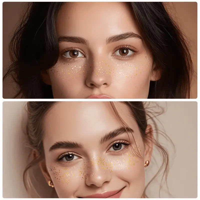 1pc Metallic Freckles Makeup Patches Radiation Golden Silver Fake Freckles Temporary Tattoo Stickers for Women Face Makeup