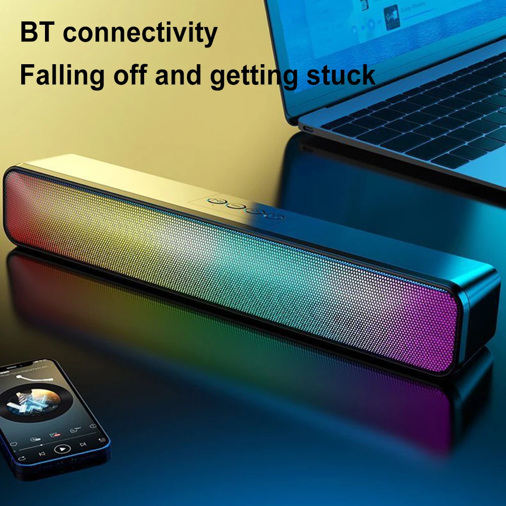 

Беспроводная колонка RGB с Bluetooth, 3D стереозвуком, саундбаром и сабвуфером, USB-колонка для компьютера, двойная колонка с высокой громкостью для ПК и игр