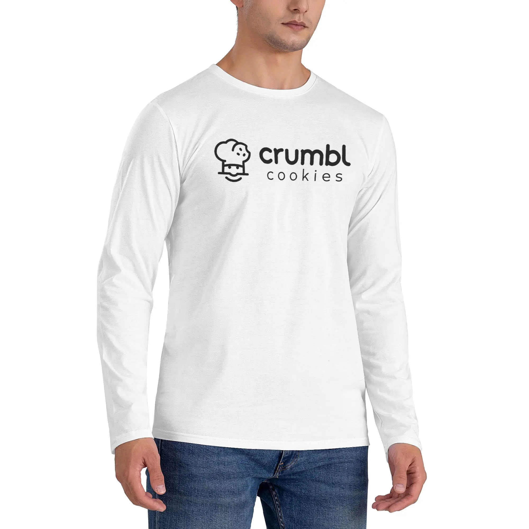 تي شيرت Crumbl Cookies للرجال بأكمام طويلة تي شيرت كاجوال برقبة دائرية تي شيرت للربيع والخريف للرجال