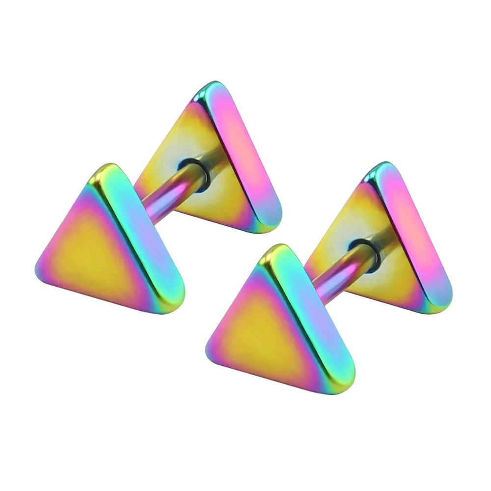 Fashion Cool Colorful Small Stud Earrings for Women Men Piercing Stainless Steel Circle Hoop Earrings Punk Girl Dangle Earrings