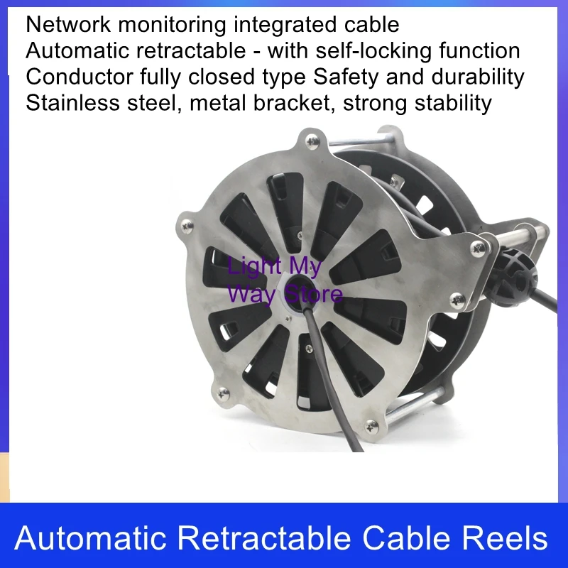 Network cable retractable cable reel USA signal cable take-up monitor all-in-one cable winder