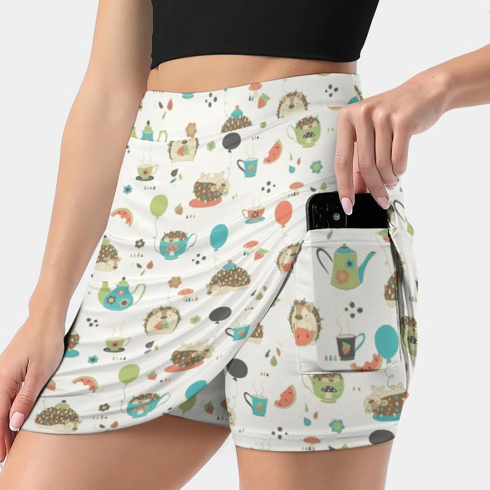 

Женские юбки с рисунком ежика, модные мини-юбки для офиса, короткие юбки с рисунком чая, ежиков, милые животные для малышей, 2022