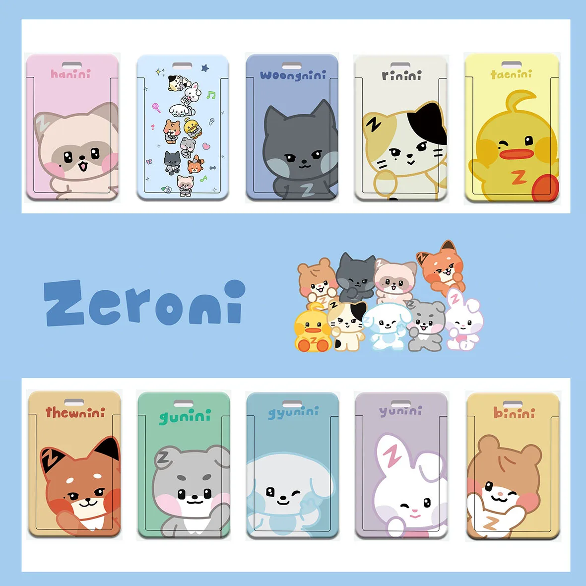 KPOP Zerobaseone Zeroni Cartoon Keychian Card Storage JiWoong GunWook GyuVin Peripheral Student ID Bus Meal Card Holder Pendant