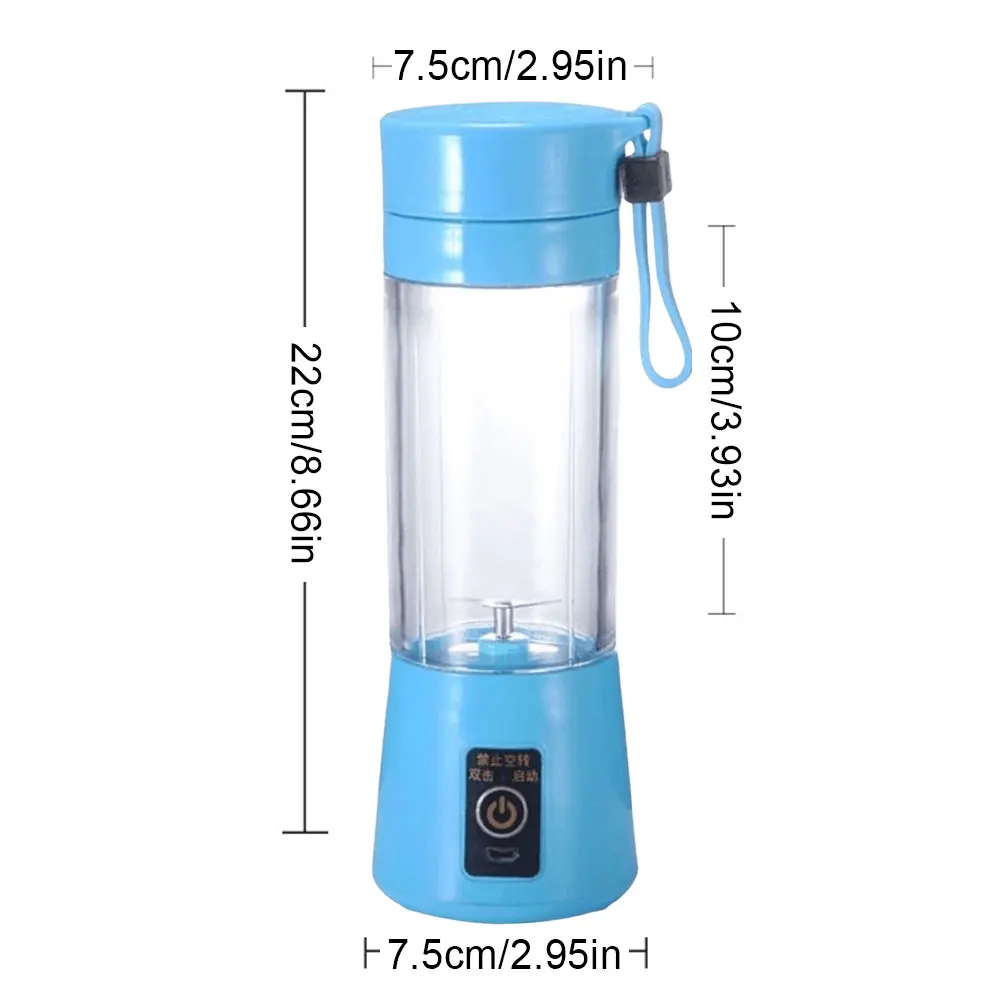 400ml Mini Blender Bottle with 6 Blades Automatic Fresh Squeezer Multifunctional Vegetable Juicer Blender for Home Office Travel