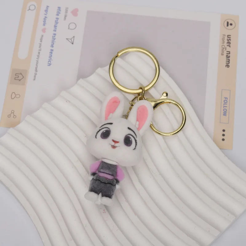 LLavero de Zootopia flocado, accesorios DIY, figura de goma suave, colgante, caja ciega, bolsa de figura, accesorios