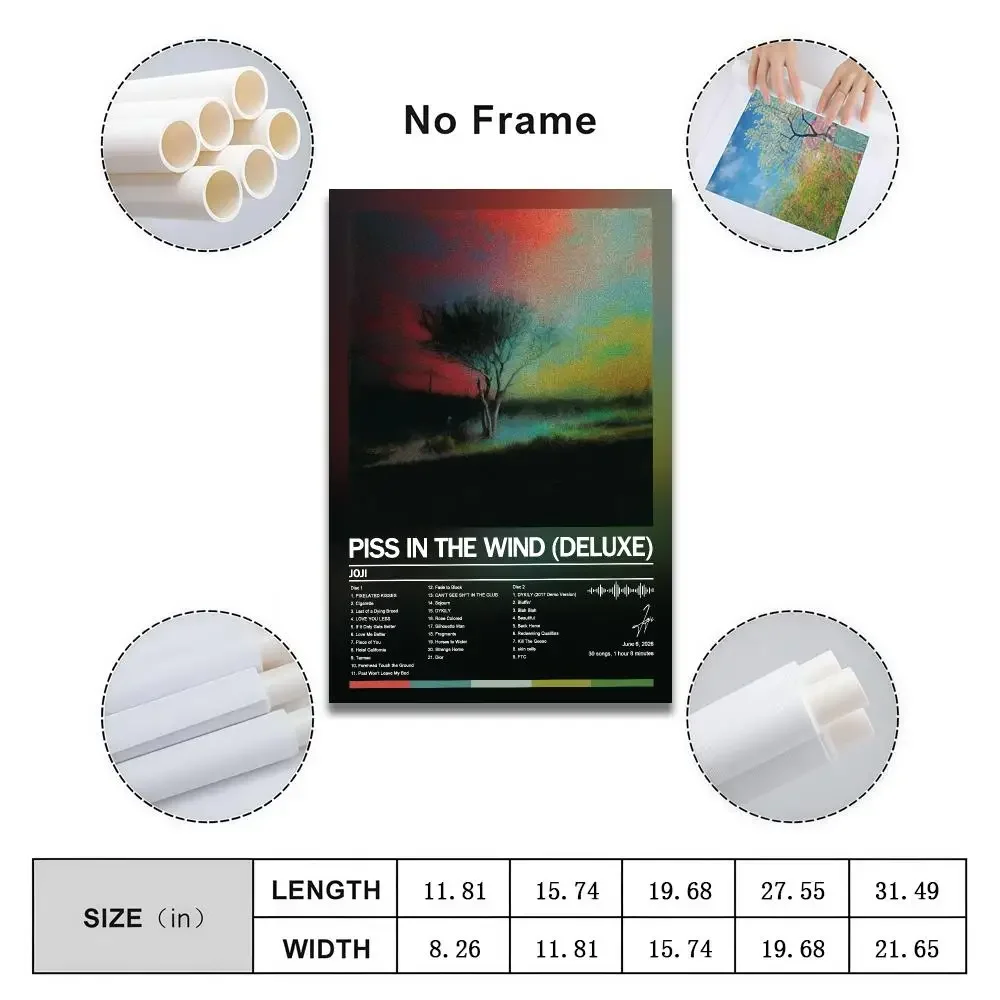 Poster Peelable Self-Adhesive Album Cover Stickers, Frameless Wall Art for Singer Band Pop Rap Bedroom J-Joji Piss In The Wind