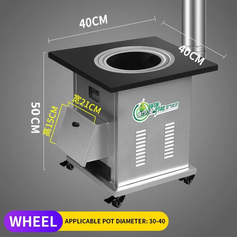 Fogão a lenha doméstico, economia de energia, sem fumaça, grande pote, mesa, chão, ambiente externo, móvel, interno